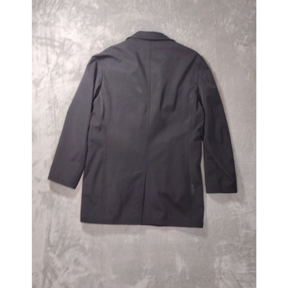 Banana Republic Womens Sz L Black Trench Coat Rain Jacket Old Money Quiet Luxury - Picture 3 of 13